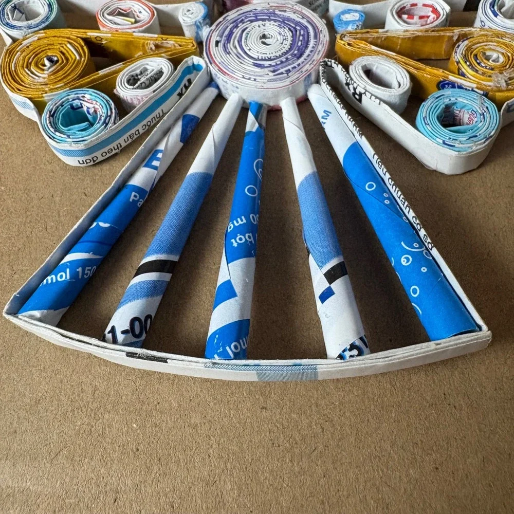 Handmade Quilled Paper Angel Ornament Holiday Recycled Sustainable Folk Art‎